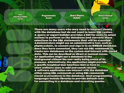 5.3 Summarize methods used to interface with databases.