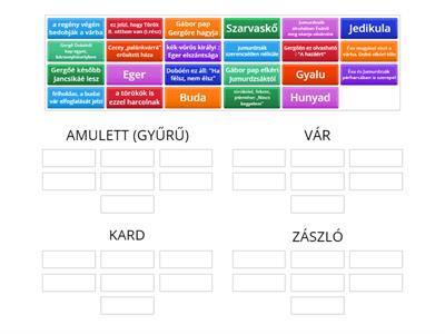 Egri csillagok motívumai - tárgyak