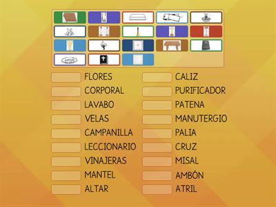 OBJETOS LITURGICOS POR NOMBRES