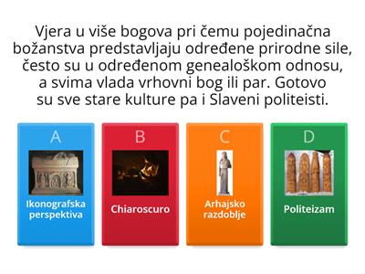 Umjetnost i religija,Bogovi i junaci, 3.razred gimnazije, Likovna umjetnost