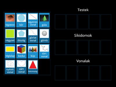 Testek, síkidomok, vonalak. 1. osztály