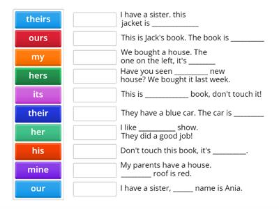 Speakout elementary: possessive adjectives / possessive pronouns