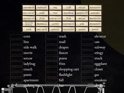 British x American English: vocabulary