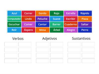   Verbos, adjetivos y sustantivos