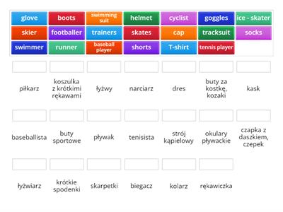 vocabulary unit 7 - sportowcy, sprzęt i ubrania.