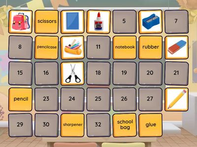 school objects - memory card game