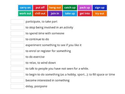 Phrasal verbs: hobbies