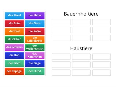 Tiere am Bauerhof  und Tiere zu Hause  