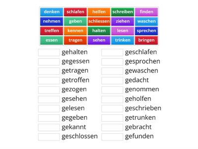 Partizipien II (A1, starke Vollverben, haben)