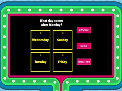 Days of the Week plenary quiz