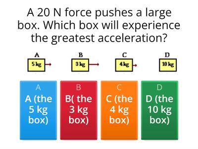  Force, mass, acceleration practice