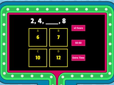 Skip count by 2's - Find the missing number