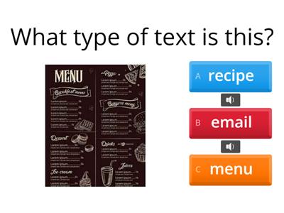  ESOL E1 Reading - Text Types