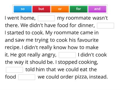 Coordinating Conjunctions Fill in the blanks