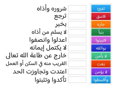 معاني الكلمات: التثبت من الأخبار - حق الجوار