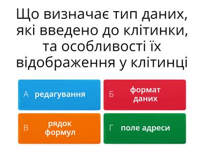 Введення, редагування і форматування даних в електронних таблицях