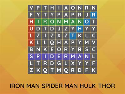 marvel names word search by LEWiS !