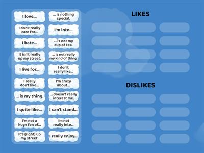 Likes and dislikes