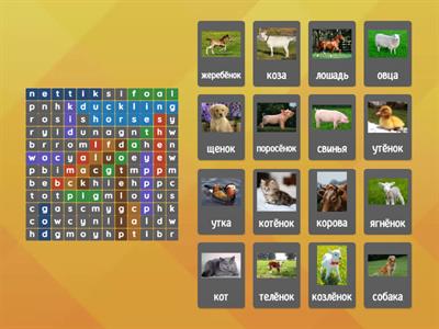 Wordsearch Farm animals Pr2 U2