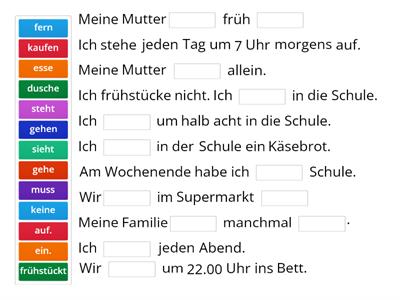  Tagesablauf - Lückentext 