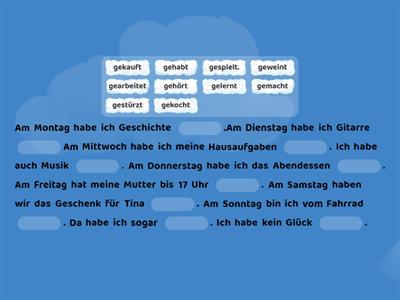 Lückentext Perfekt - Alltag