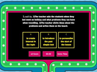 Stages and aims of a lesson plan