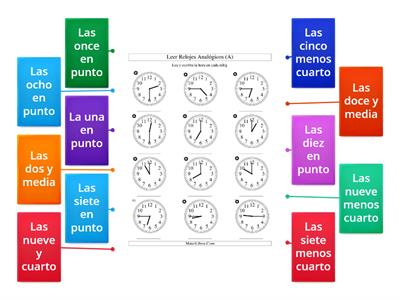 Une los relojes con la hora