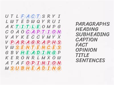Non chronological report wordsearch