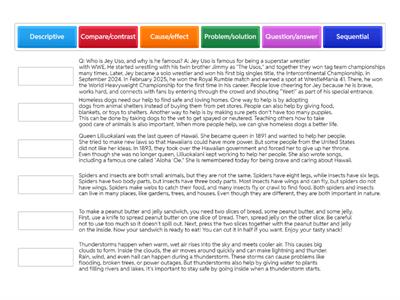 Text Structure Matching Game