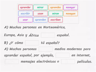 Oraciones en presente. 