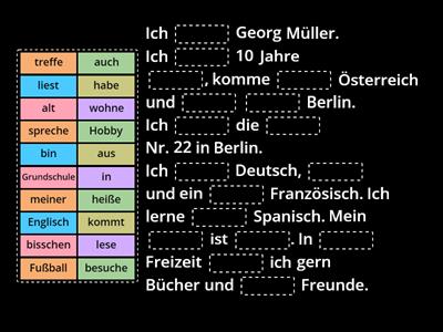 Sich vorstellen: schreiben