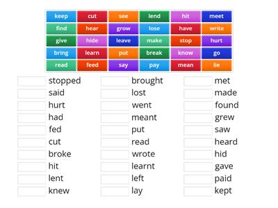 Irregular verbs