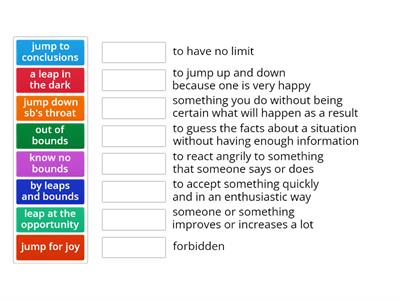 Phrases with jump/leap/bound (Expert Prof)