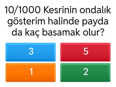 6.Sınıf Matematik Ondalık gösterim Konusu Tekrar İçin Sorular