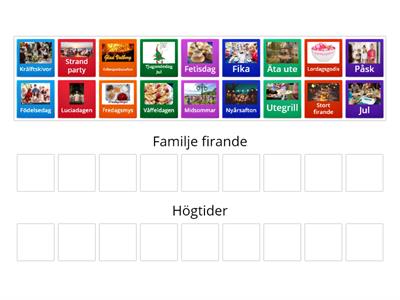 Firande i Sverige:   med vänner eller familj, eller högtider för hela landet