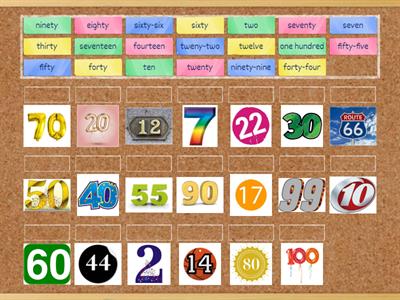 English. Numbers 1-100