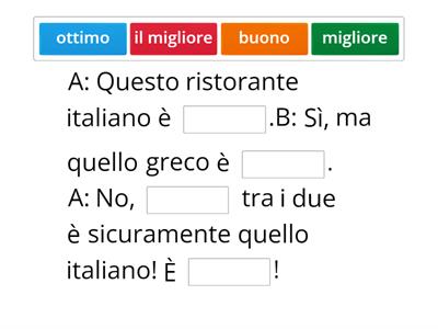 Comparazione "buono", "cattivo", "grande" e "piccolo"