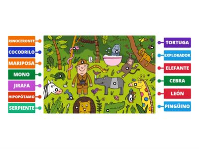 LÁMINA DE VOCABULARIO. "En la selva". Palabras mayúsculas.