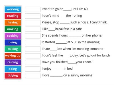 EF Pre-Int: 7B (verbs+ing) Vocabulary focus