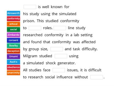 Social Influence - Know your research studies