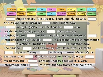 My English Lessons (Present Simple vs Present Continuous)