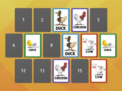 Memory Game - Farm animals