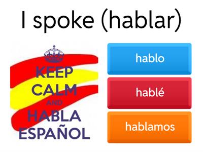 Preterite Tense AR Verbs Spanish
