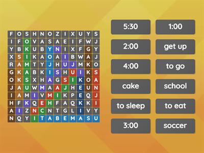 Year 4 & 5 Time Wordsearch 