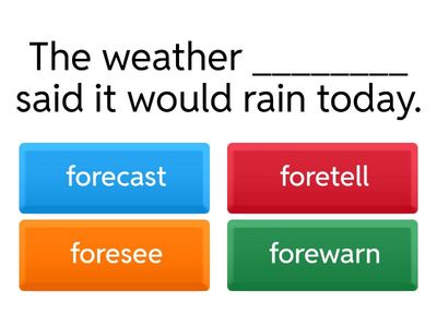 Vocabulary Quiz on Predictive Words