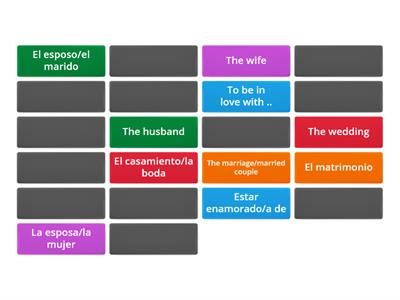 Vocabulary Match - Theme 1: Marriage and partnerships