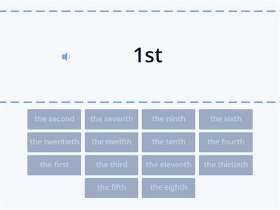 Ordinal numbers 1st - 30th find and match