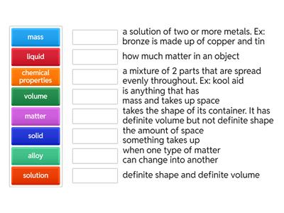 5th grade Describing Matter