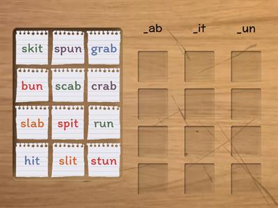 Word Families: _ab, _it, _un