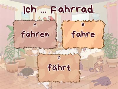  fahren, laufen, essen, schlafen